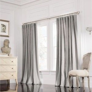 $230 Valeron Estate Luxury Insulated 108" X 84" Cotton Linen Curtain STEEL GREY